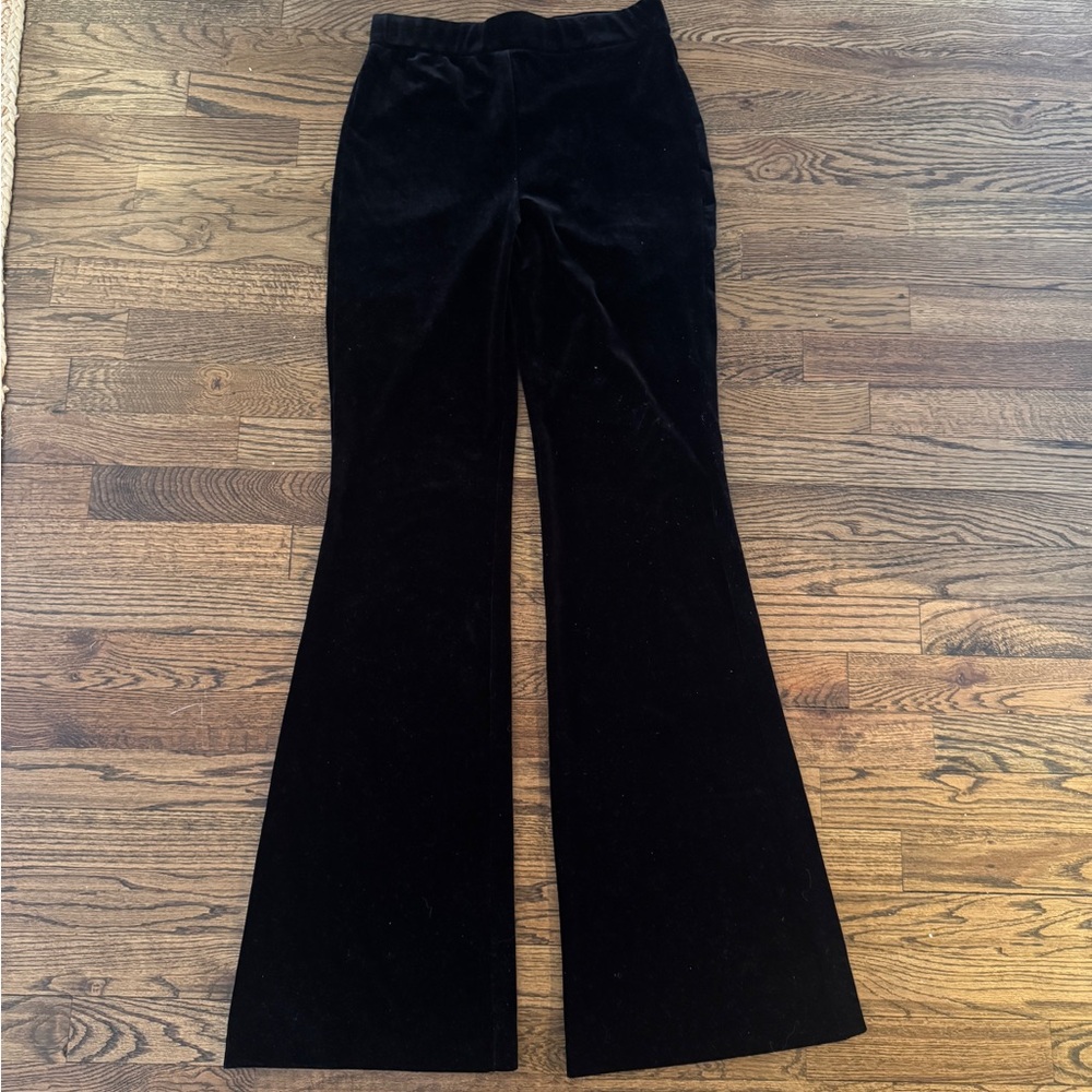 Zara Black High Waist Velvet Flare Pants